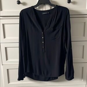 Apt. 9 Women’s Black Long Sleeve Blouse w/ Gold Button Accents - Size Medium